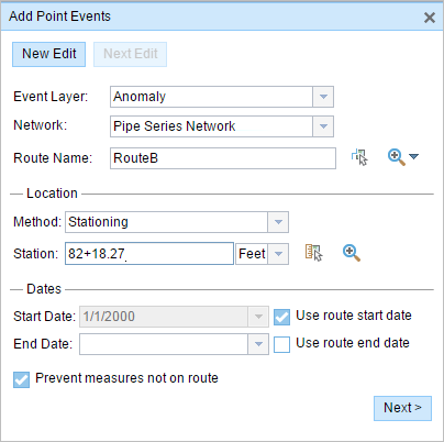 Add Point Events widget Add Point Events widget